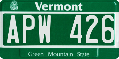 VT license plate APW426