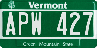 VT license plate APW427