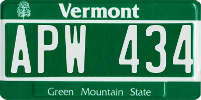 VT license plate APW434