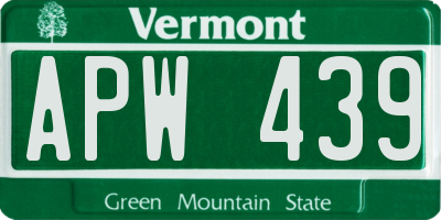VT license plate APW439