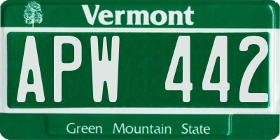 VT license plate APW442