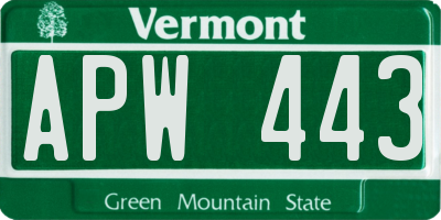 VT license plate APW443