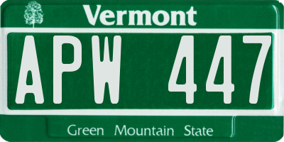 VT license plate APW447