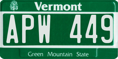 VT license plate APW449