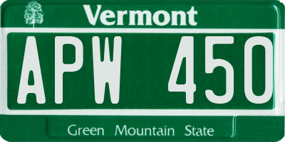 VT license plate APW450