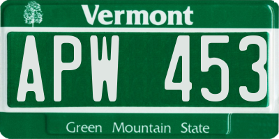 VT license plate APW453