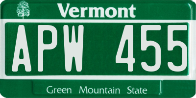 VT license plate APW455