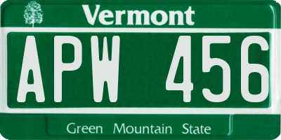 VT license plate APW456