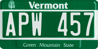 VT license plate APW457