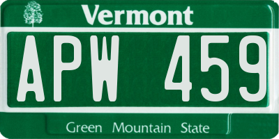 VT license plate APW459