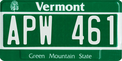 VT license plate APW461