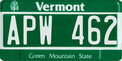 VT license plate APW462
