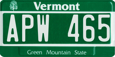 VT license plate APW465
