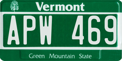 VT license plate APW469
