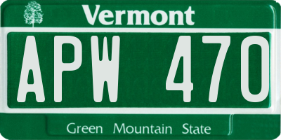 VT license plate APW470