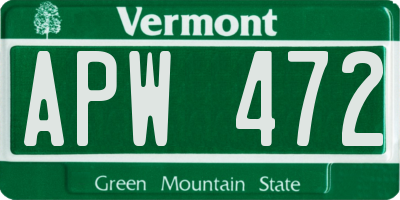VT license plate APW472