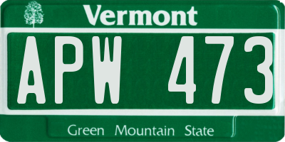 VT license plate APW473