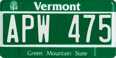 VT license plate APW475