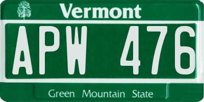 VT license plate APW476