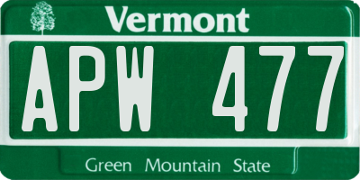 VT license plate APW477