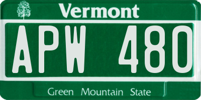 VT license plate APW480