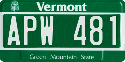 VT license plate APW481