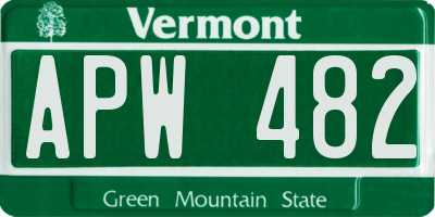 VT license plate APW482