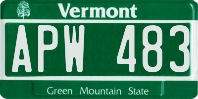 VT license plate APW483