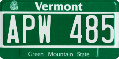 VT license plate APW485