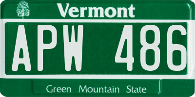 VT license plate APW486