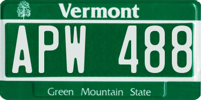 VT license plate APW488