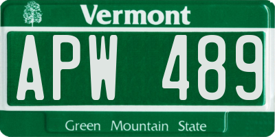 VT license plate APW489