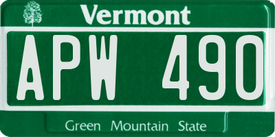 VT license plate APW490