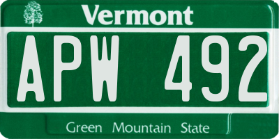 VT license plate APW492