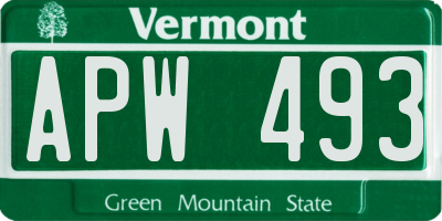 VT license plate APW493