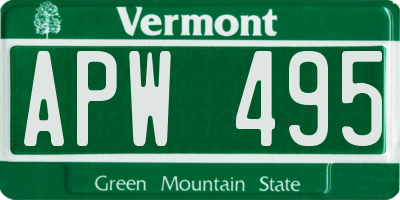 VT license plate APW495