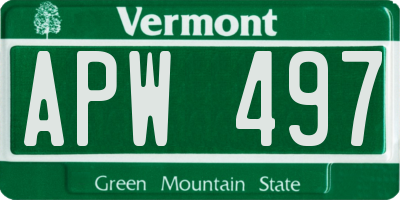 VT license plate APW497