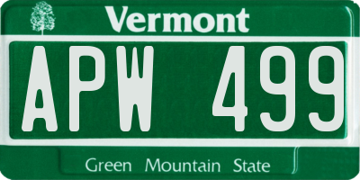 VT license plate APW499