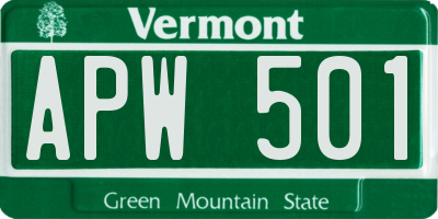 VT license plate APW501
