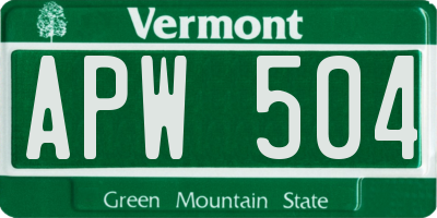 VT license plate APW504