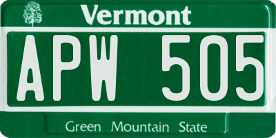 VT license plate APW505
