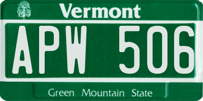 VT license plate APW506