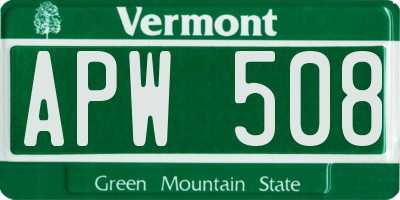 VT license plate APW508