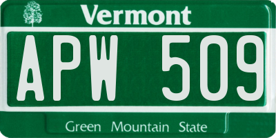 VT license plate APW509