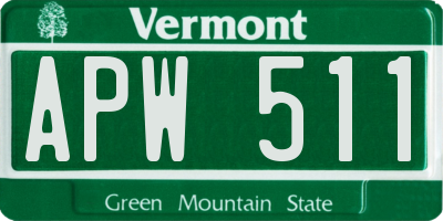VT license plate APW511