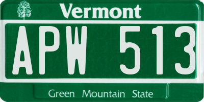 VT license plate APW513