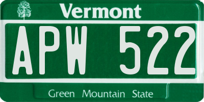 VT license plate APW522