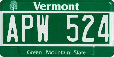 VT license plate APW524