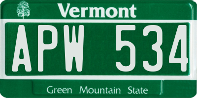 VT license plate APW534