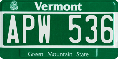 VT license plate APW536